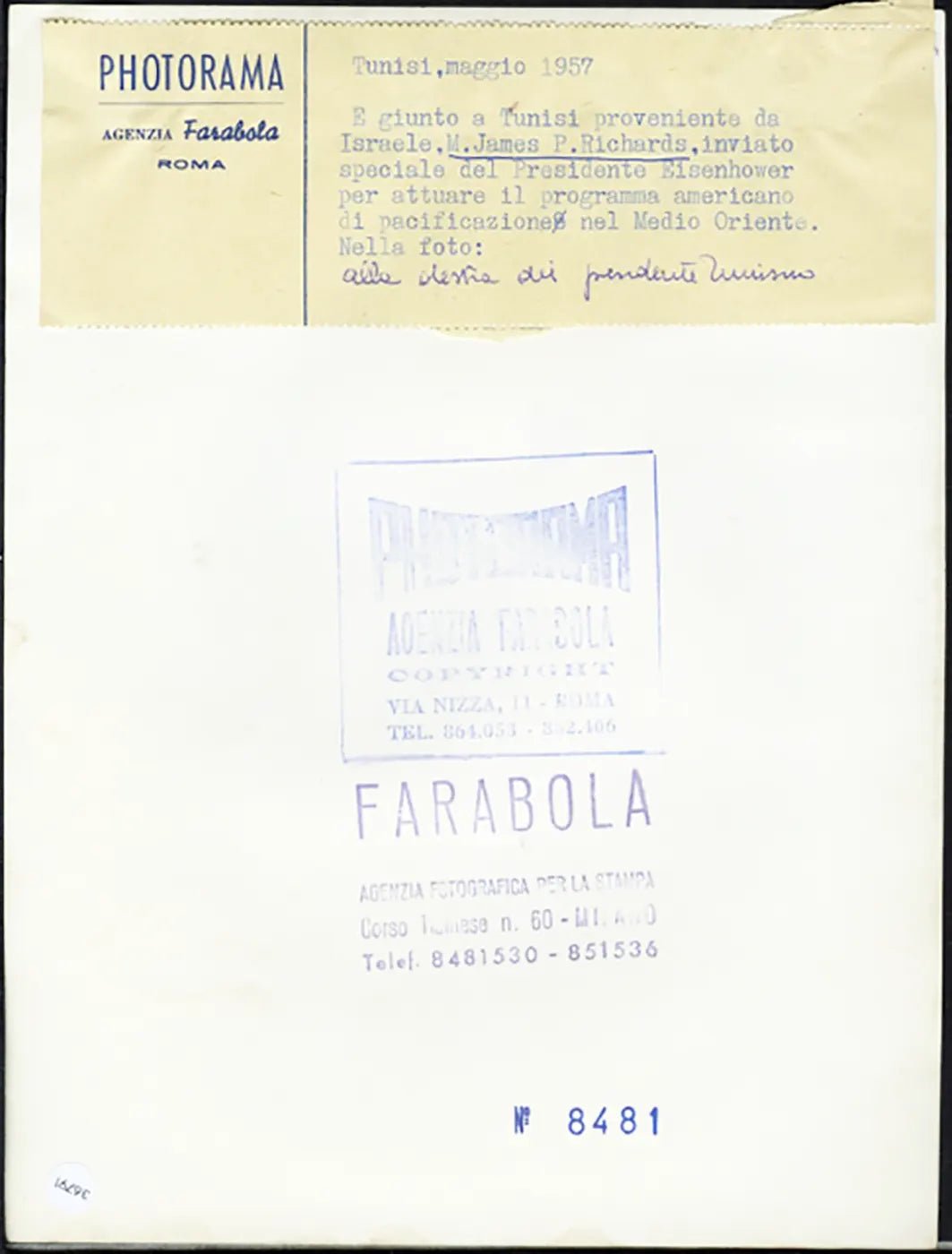 Richards inviato Usa Medio Oriente 1957 Ft 36791 - Stampa 24x18 cm - Farabola Stampa ai sali d'argento