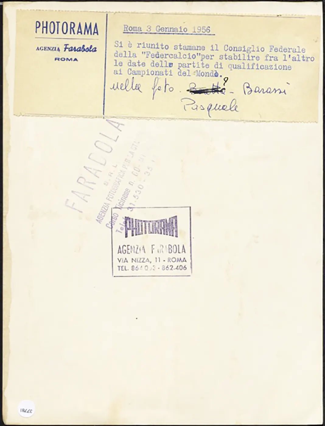 Riunione in Federcalcio 1956 Ft 37781 - Stampa 24x18 cm - Farabola Stampa ai sali d'argento