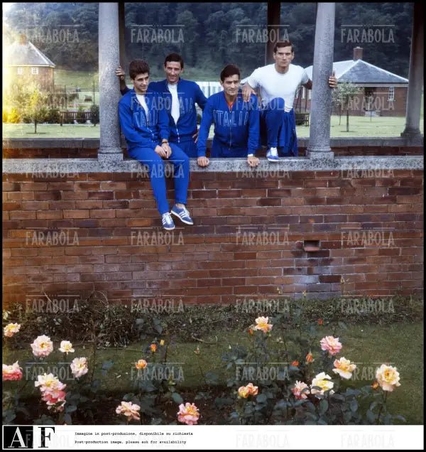 Rivera, Fogli, Rizzo e Facchetti in ritiro con la nazionale, Mondiali di calcio, 1966 - Farabola Immagine digitale