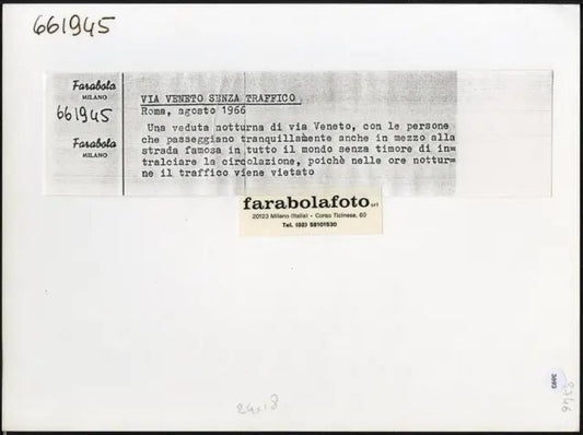 Roma Via Veneto 1966 Ft 3693 - Stampa 24x18 cm