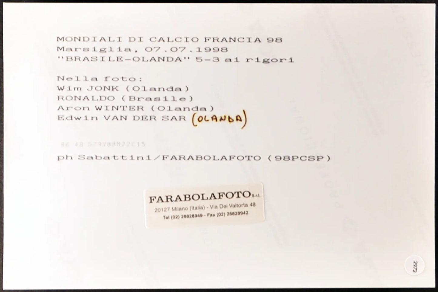 Ronaldo Mondiali Francia 98 Ft 2972 - Stampa 20x15 cm - Farabola Stampa ai sali d'argento