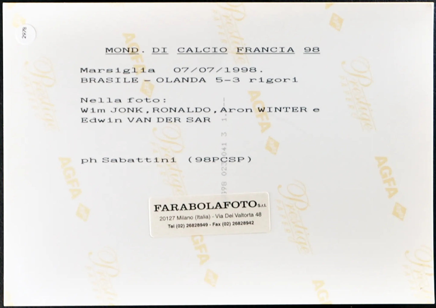 Ronaldo Mondiali Francia 98 Ft 2978 - Stampa 20x15 cm - Farabola Stampa ai sali d'argento