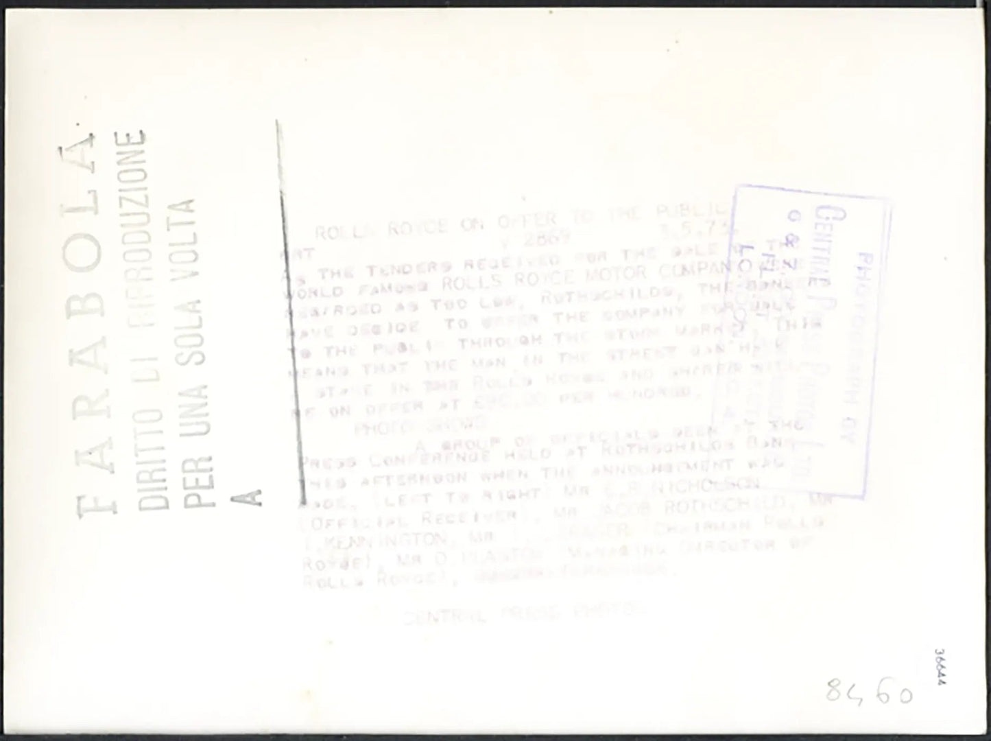Rothschild vende azioni Rolls Royce 1973 Ft 36644 - Stampa 20x15 cm - Farabola Stampa ai sali d'argento