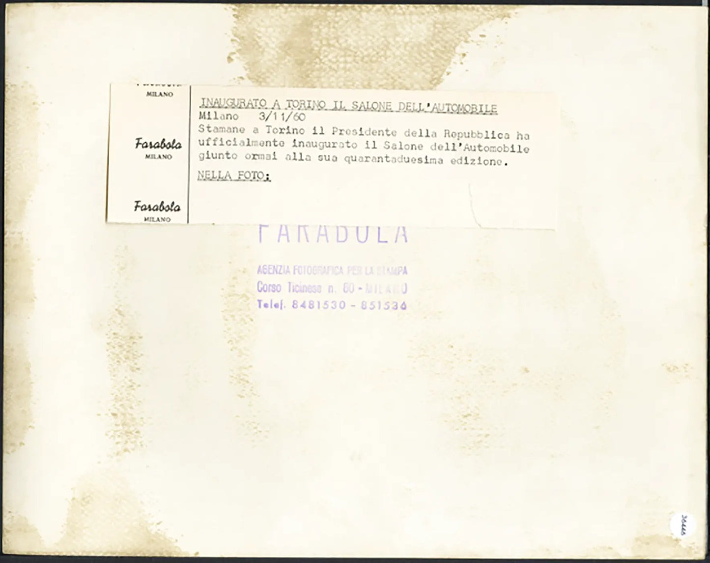 Salone Auto Torino 1960 Veduta Ft 36446 - Stampa 21x27 cm - Farabola Stampa ai sali d'argento