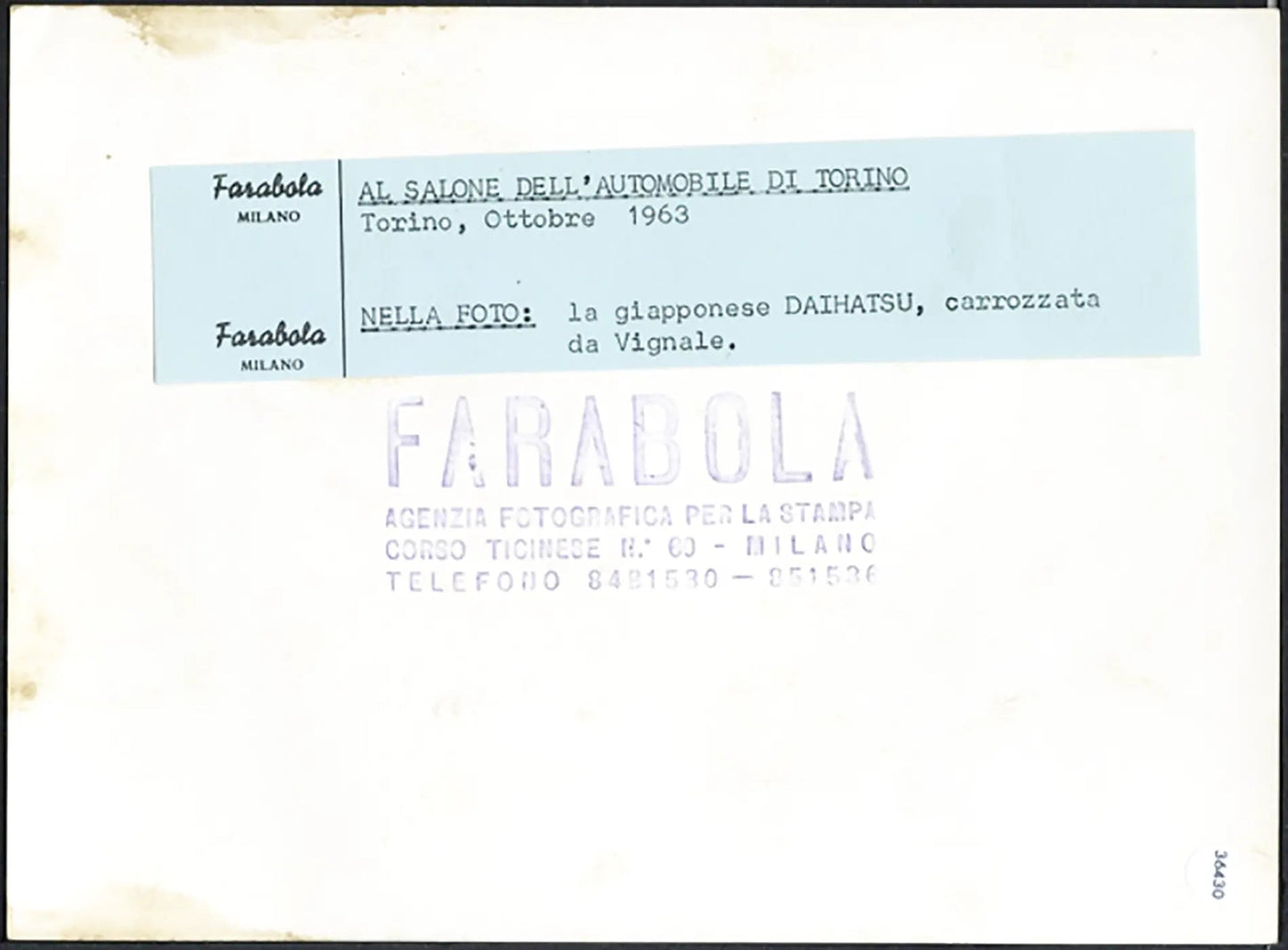Salone Auto Torino 1963 Daihatsu Ft 36430 - Stampa 20x15 cm - Farabola Stampa ai sali d'argento
