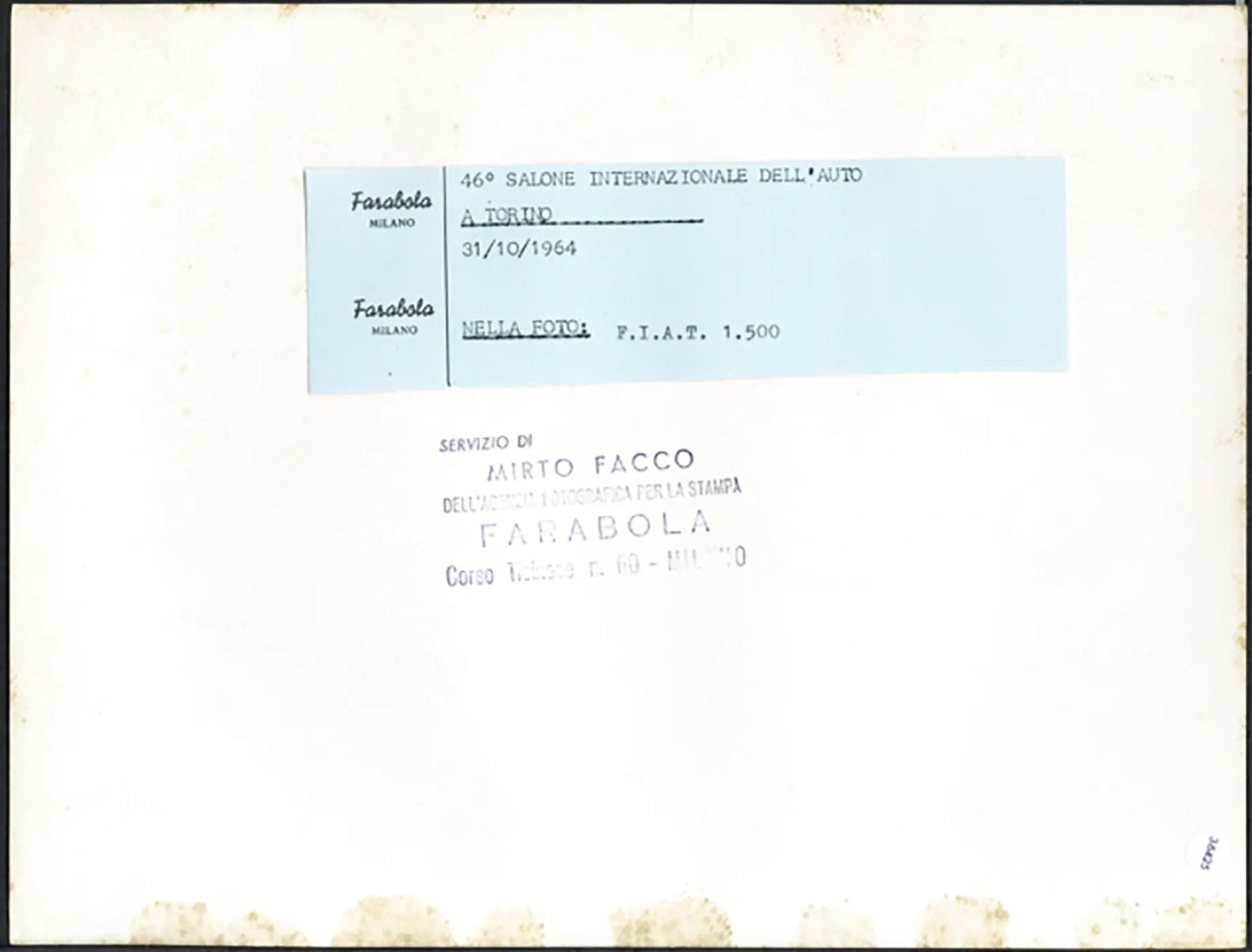 Salone Auto Torino 1964 Fiat 1500 Ft 36425 - Stampa 21x27 cm - Farabola Stampa ai sali d'argento