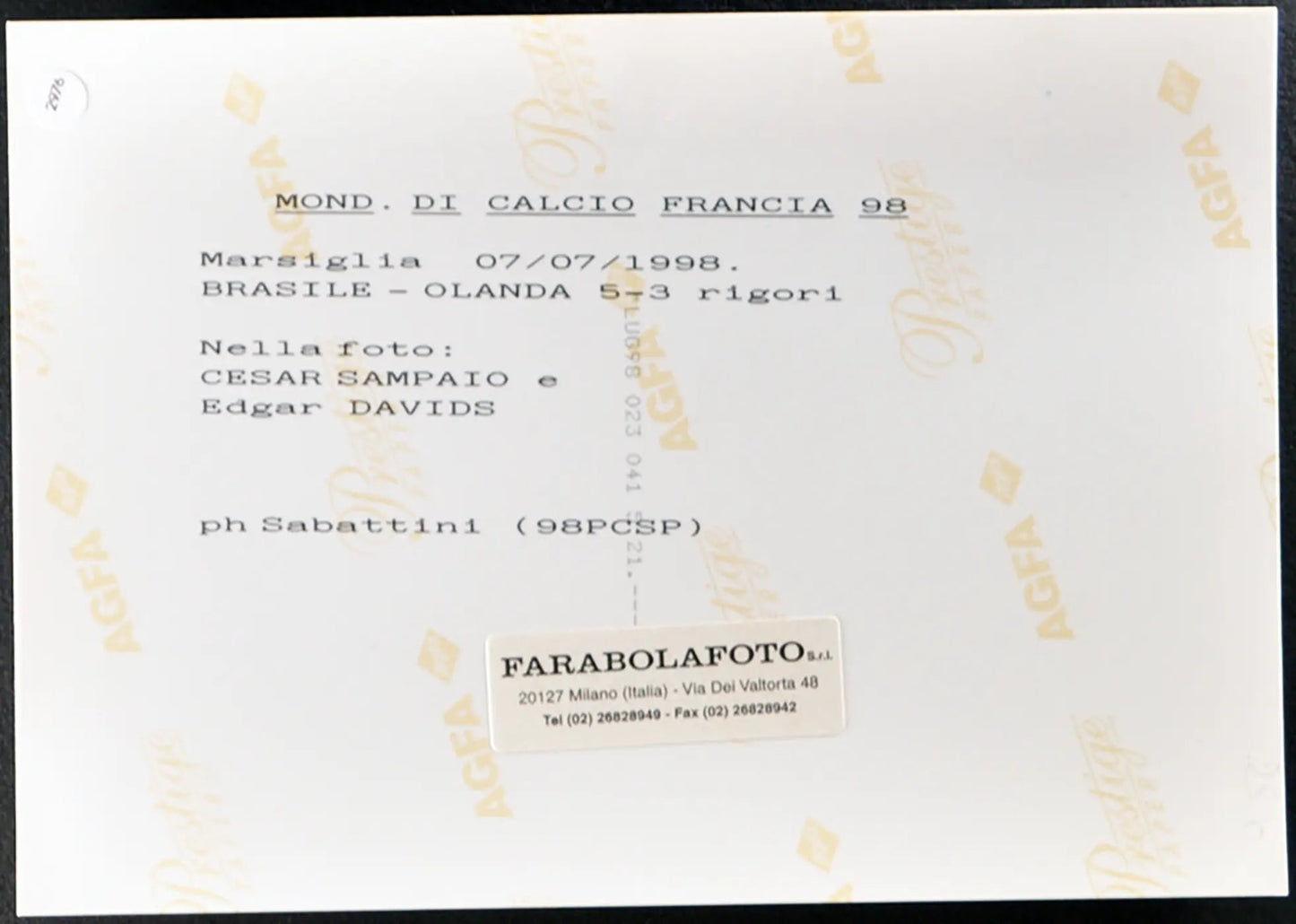 Sampaio e Davids Mondiali Francia 98 Ft 2976 - S - Farabola Stampa ai sali d'argento