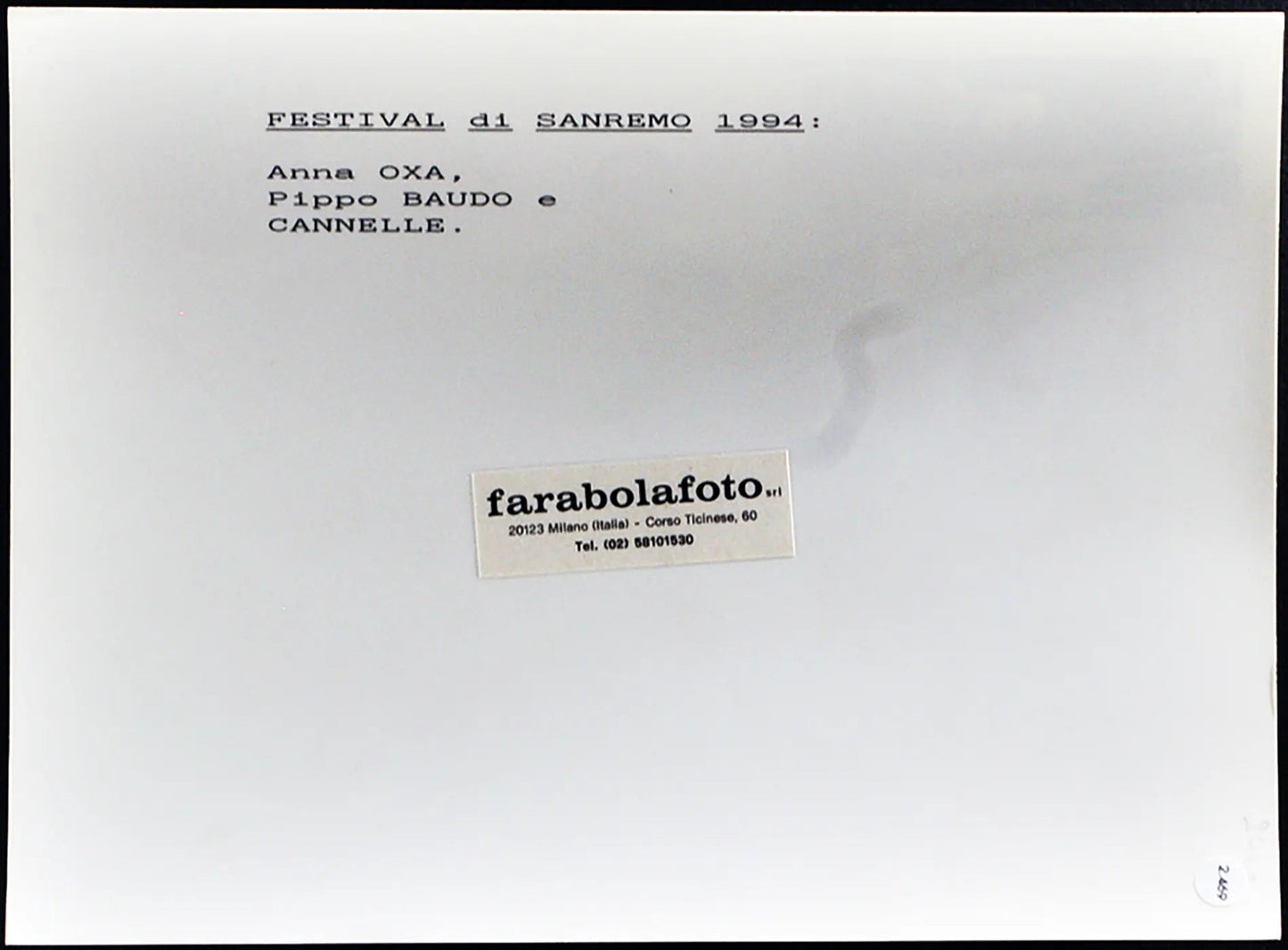 Sanremo 1994 Anna Oxa, Baudo e Cannelle Ft 2469 - Stampa 24x18 cm - Farabola Stampa ai sali d'argento