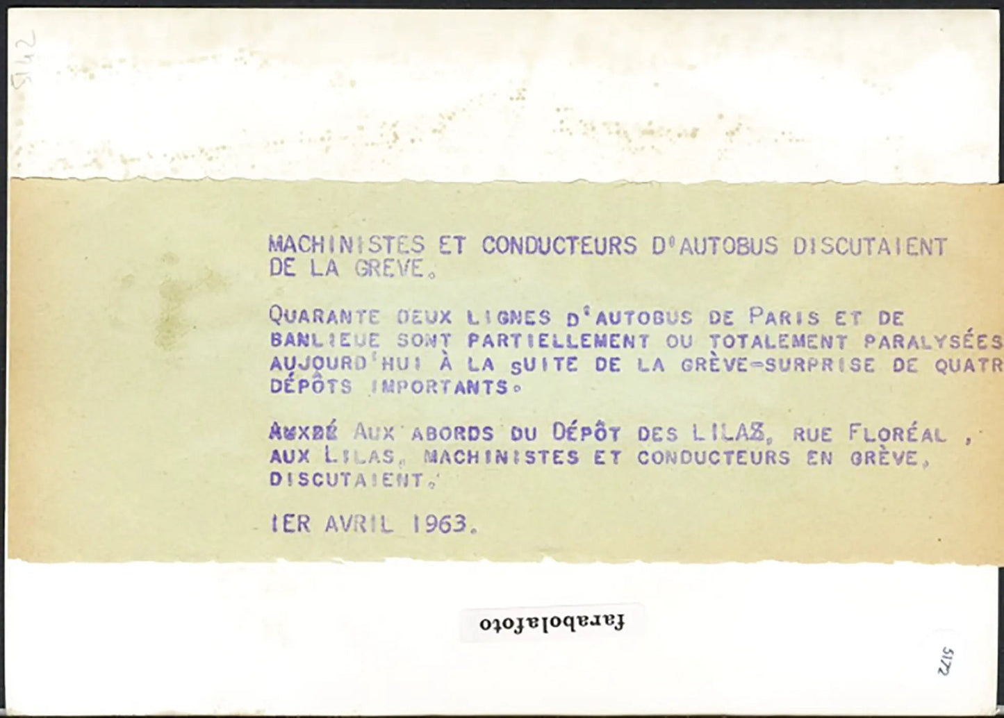 Sciopero dei trasporti a Parigi 1963 Ft 5172 - Stampa 18x13 cm - Farabola Stampa ai sali d'argento