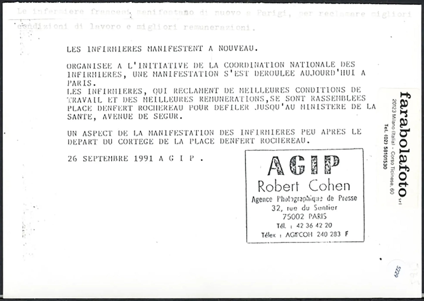 Sciopero delle infermiere a Parigi 1991 Ft 5229 - Stampa 21x15 cm - Farabola Stampa ai sali d'argento