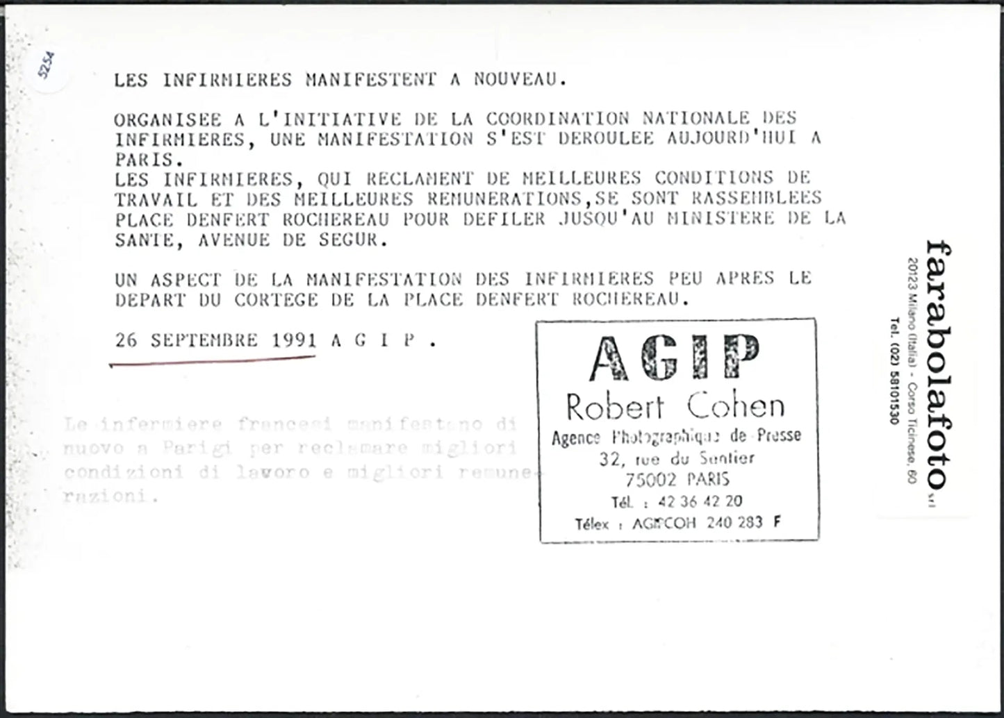 Sciopero delle infermiere a Parigi 1991 Ft 5254 - Stampa 21x15 cm - Farabola Stampa ai sali d'argento