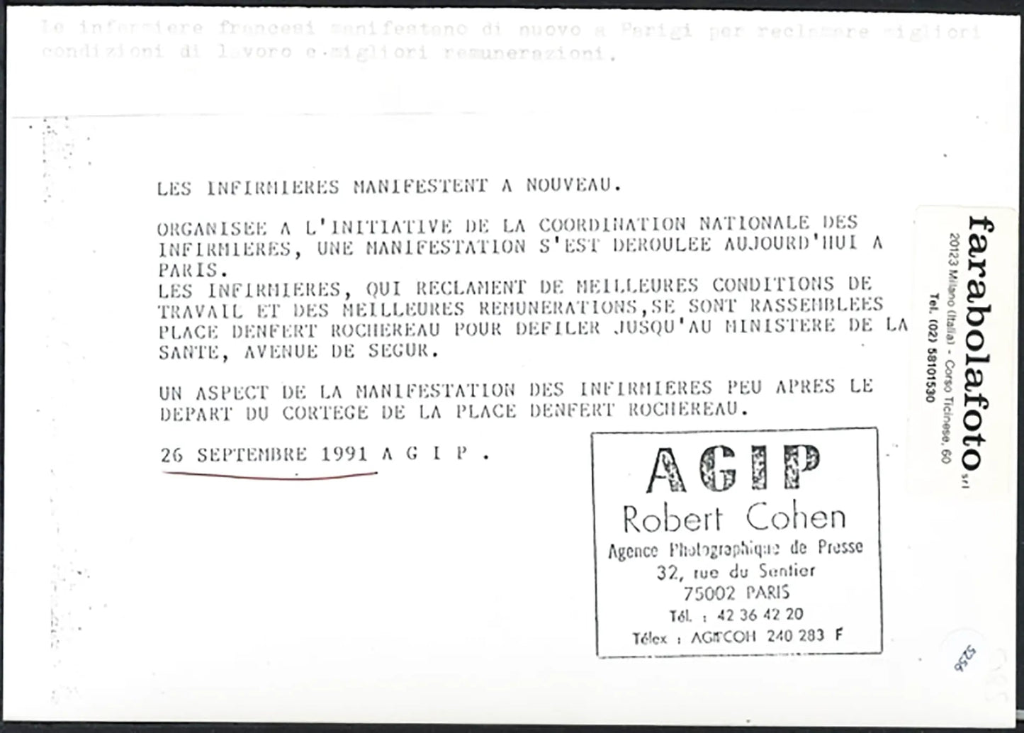 Sciopero delle infermiere a Parigi 1991 Ft 5256 - Stampa 21x15 cm - Farabola Stampa ai sali d'argento