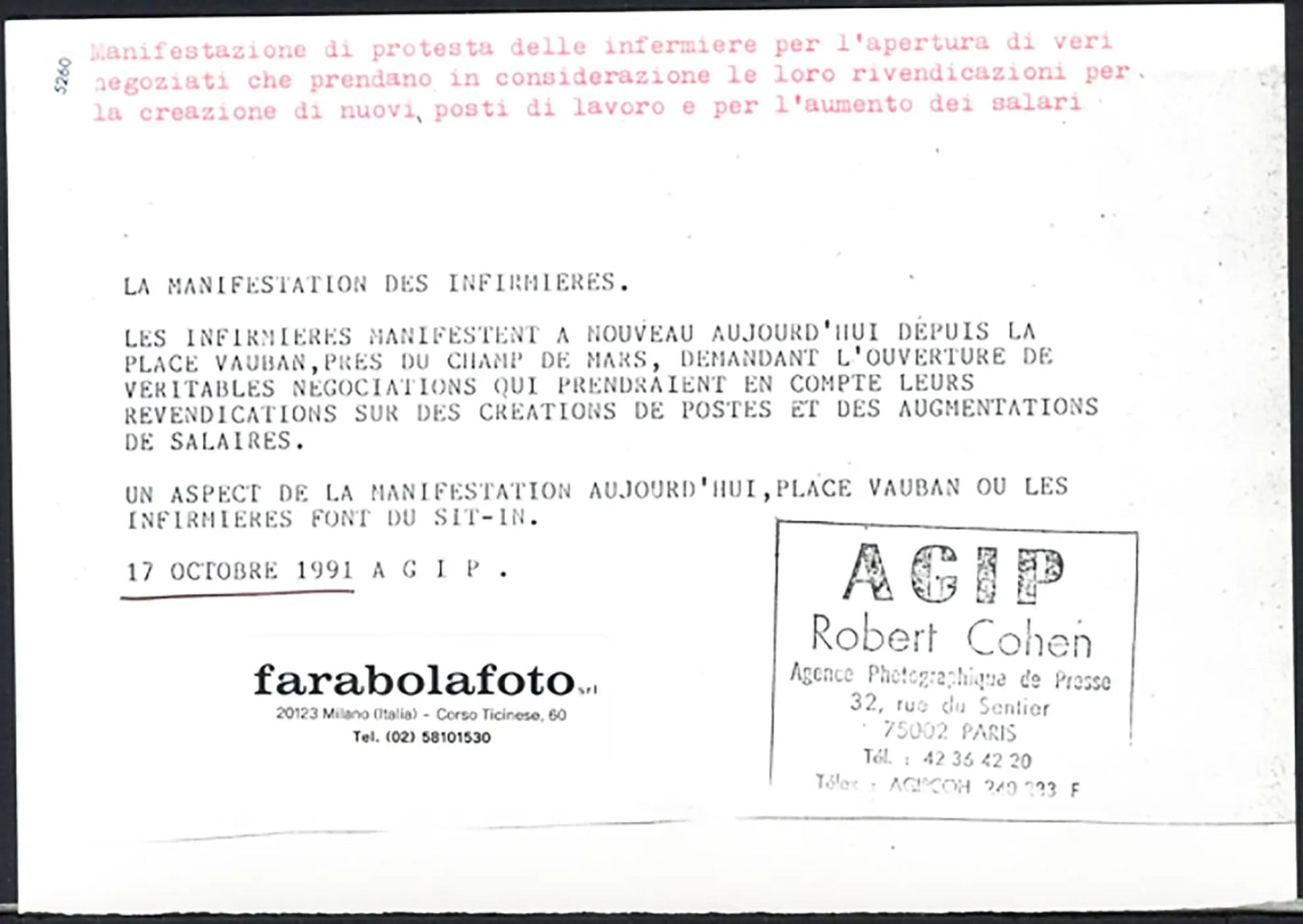 Sciopero delle infermiere a Parigi 1991 Ft 5260 - Stampa 21x15 cm - Farabola Stampa ai sali d'argento