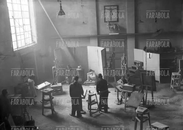 Scuola di nudo dell'Accademia di Brera, Milano, 1946 - Farabola Immagine digitale