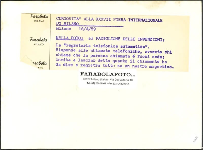 Segreteria telefonica automatica 1959 Ft 37301 - Stampa 18x13 cm - Farabola Stampa in digitale
