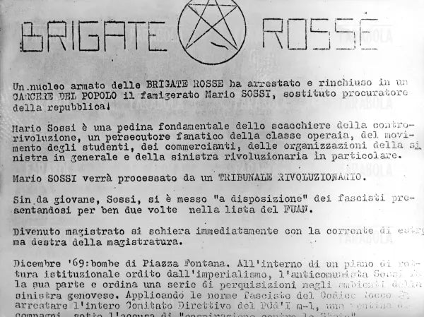 Sequestro Sossi, messaggio delle Brigate Rosse, 1974 - Farabola Immagine digitale