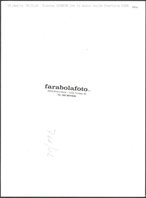 Stavros Niarcos con Charlotte Ford 1965 Ft 37436 - Stampa 24x18 cm - Farabola Stampa ai sali d'argento