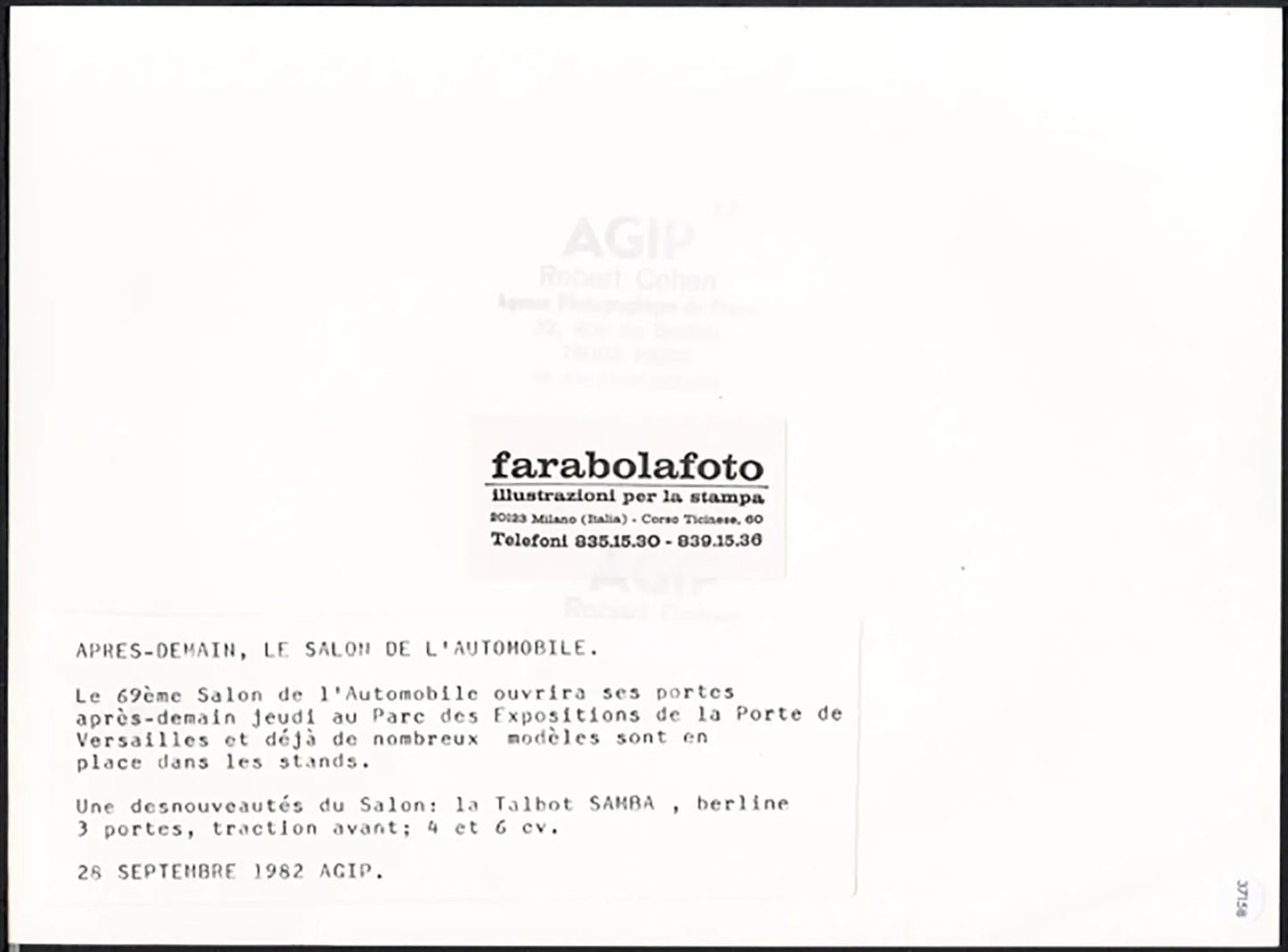 Talbot - Samba Salone Auto Parigi 1982 Ft 37158 - Stampa 24x18 cm - Farabola Stampa ai sali d'argento