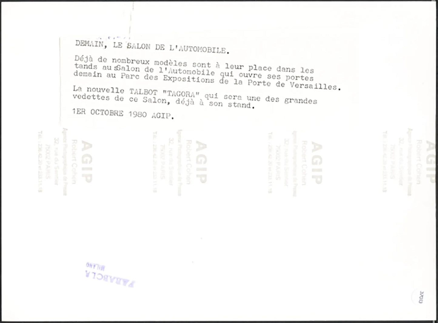 Talbot Tagora Salone Auto Parigi 1980 Ft 37013 - Stampa 24x18 cm - Farabola Stampa ai sali d'argento