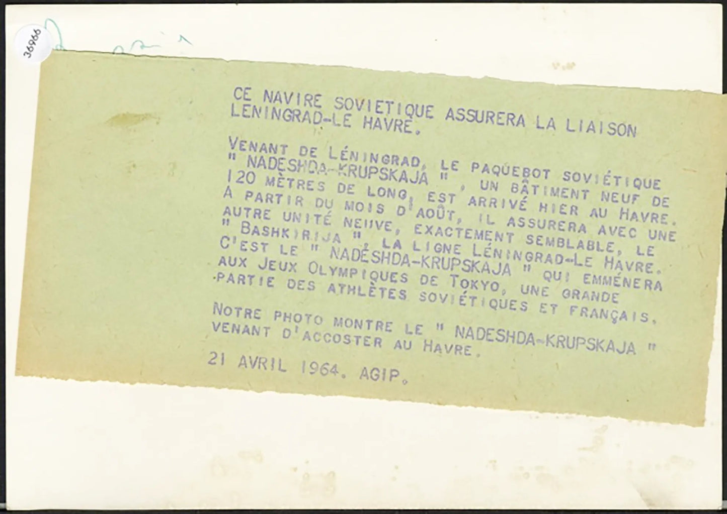 Transatlantico Nadeshda - Krupskaja 1964 Ft 36966 - Stampa 13x18 cm - Farabola Stampa ai sali d'argento