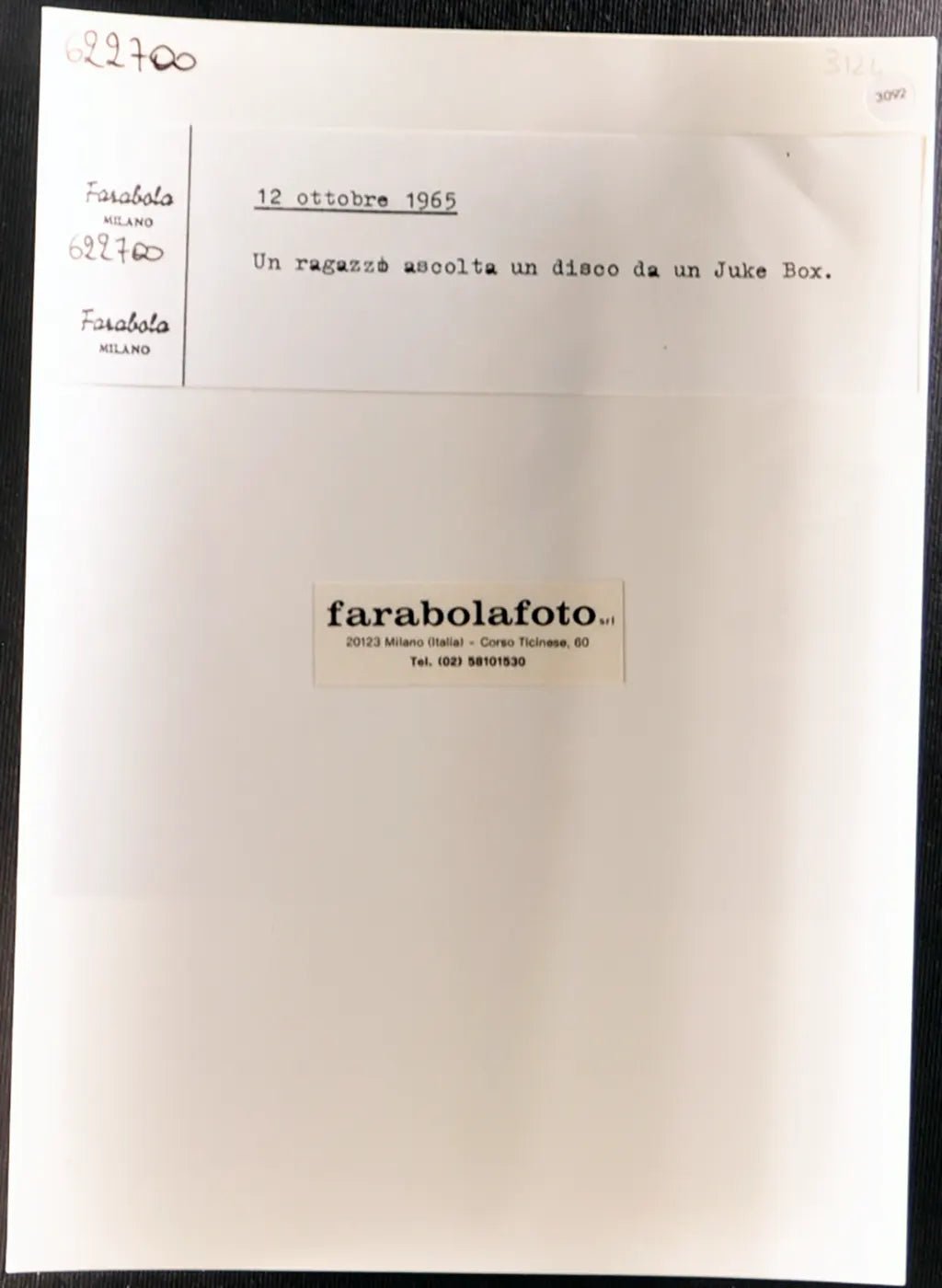 Un juke box, 1965 Ft 3092 - Stampa 24x18 cm - Farabola Stampa ai sali d'argento (anni 90)