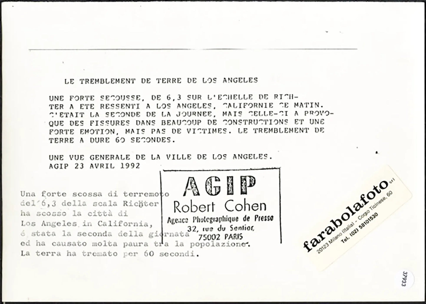 Veduta di Los Angeles 1992 Ft 37933 - Stampa 20x15 cm - Farabola Stampa ai sali d'argento