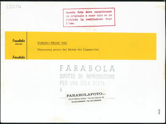 Veduta di Torino primi '900 Ft 36349 - Stampa 24x18 cm - Farabola Stampa ai sali d'argento (anni 90)