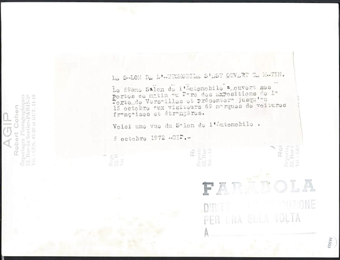 Veduta Salone Auto Parigi 1972 Ft 36503 - Stampa 24x18 cm - Farabola Stampa ai sali d'argento