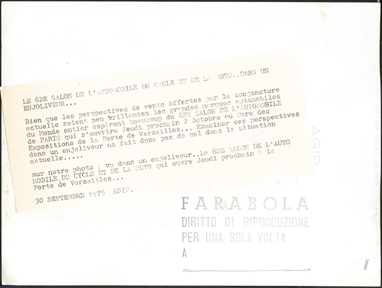 Veduta Salone Auto Parigi 1975 Ft 36681 - Stampa 24x18 cm - Farabola Stampa ai sali d'argento