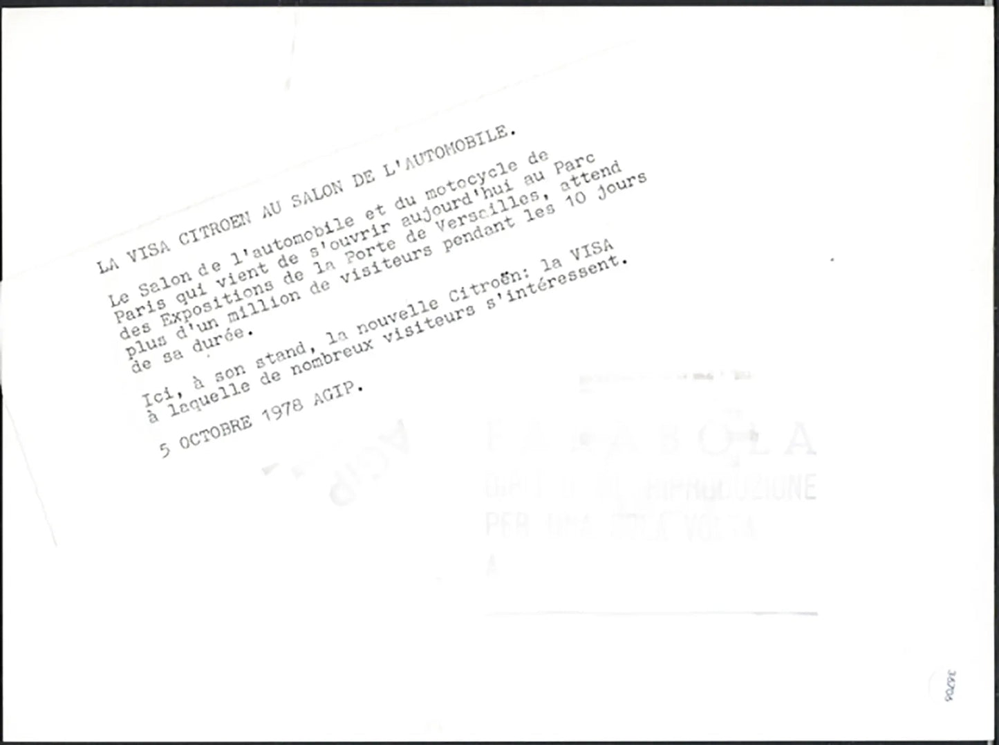 Visa Citroën Salone Auto Parigi 1978 Ft 36706 - Stampa 24x18 cm - Farabola Stampa ai sali d'argento
