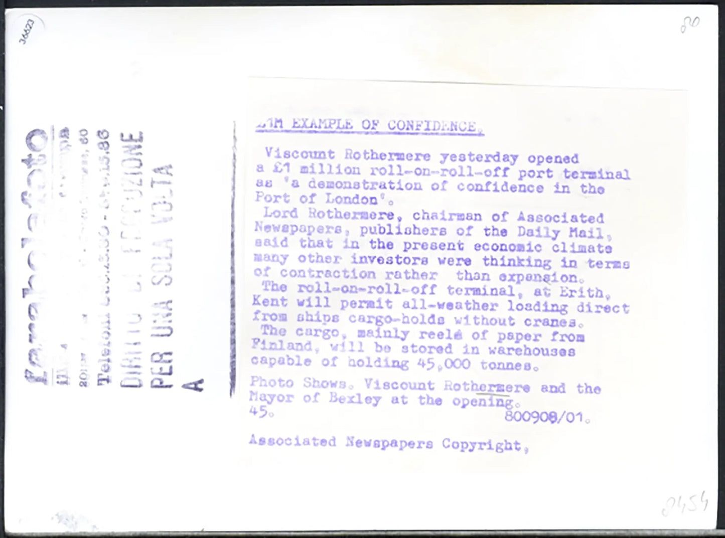Visconte Rothermere 1980 Ft 36623 - Stampa 20x15 cm - Farabola Stampa ai sali d'argento