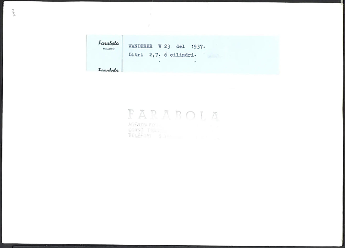 Wanderer W23 del 1937 Ft 37814 - Stampa 24x30 cm - Farabola Stampa ai sali d'argento