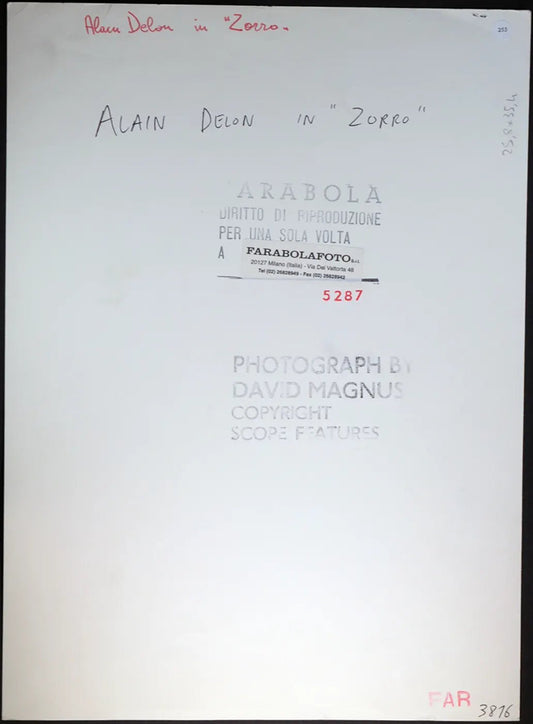 Alain Delon Zorro 1975 Ft 255 - Stampa 24x37 cm - Farabola Stampa ai sali d'argento