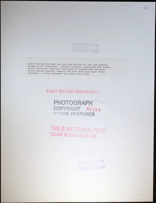 Dustin Hoffmann 1986 Ft 373 - Stampa 27x37 cm - Farabola Stampa ai sali d'argento