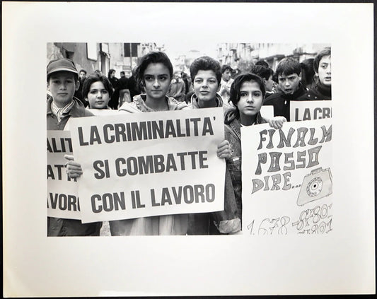 Gela Manifestazione anti-mafia 1990 Ft 35202 - Stampa 24x30 cm - Farabola Stampa ai sali d'argento