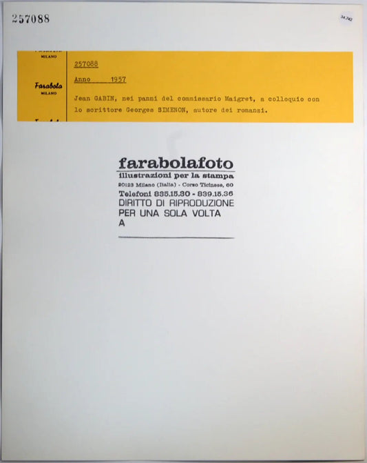 Jean Gabin e Georges Simenon Ft 34742 - Stampa 30x24 cm - Farabola Stampa ai sali d'argento