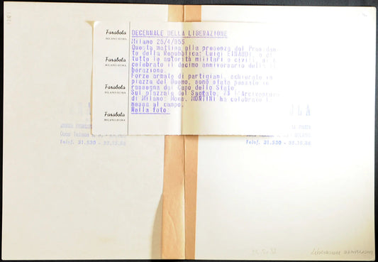 Anniversario Liberazione Milano 1955 Ft 1317 - Stampa 22x33 cm - Farabola Stampa ai sali d'argento