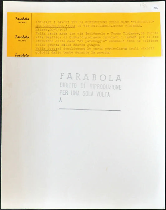 Lavori in Corso Ticinese Milano 1978 Ft 1970 - Stampa 21x27 cm - Farabola Stampa ai sali d'argento