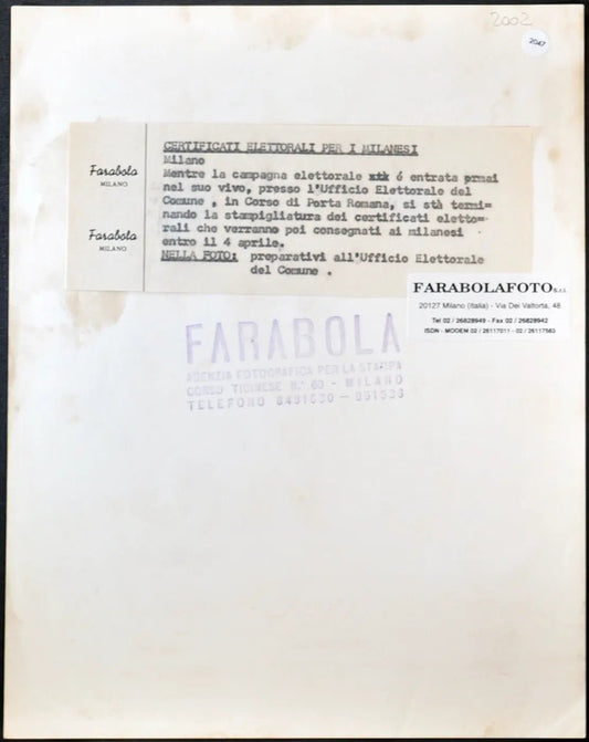 Ufficio Elettorale Milano anni 60 Ft 2047 - Stampa 21x27 cm - Farabola Stampa ai sali d'argento