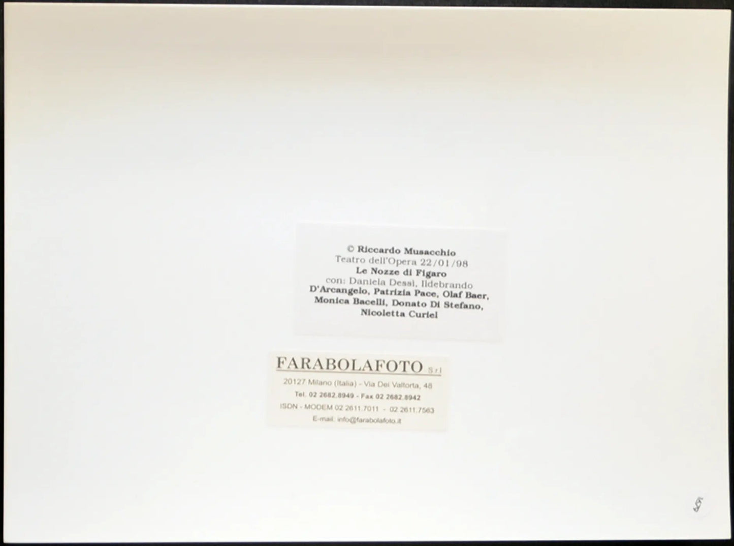 Le Nozze di Figaro 1998 Ft 1679 - Stampa 24x18 cm - Farabola Stampa ai sali d'argento