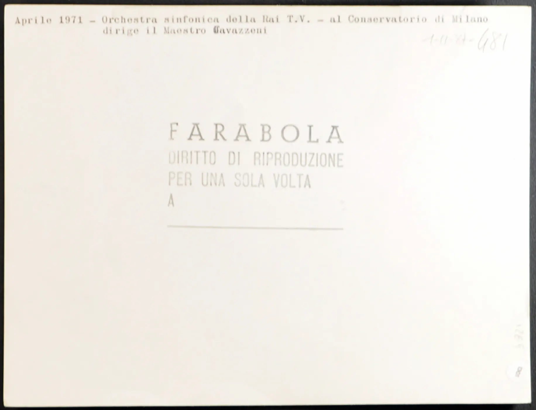 Orchestra Sinfonica Rai 1971 Ft 1301 - Stampa 24x18 cm - Farabola Stampa ai sali d'argento