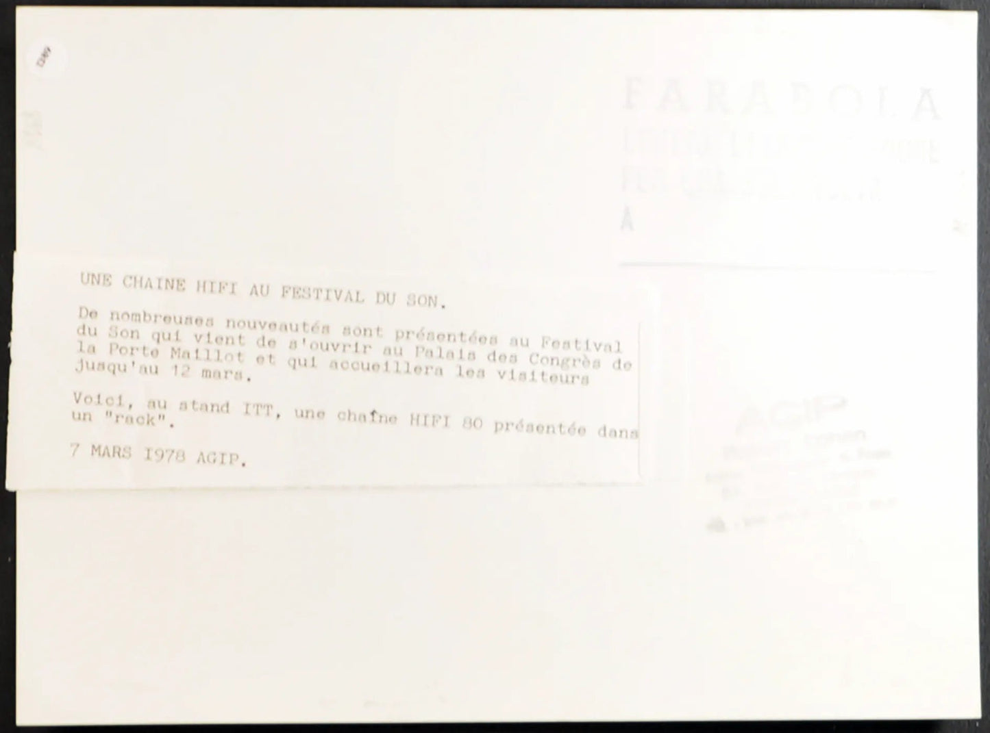 Parigi HIFI 80 al Salone del Suono 1978 Ft 1389 - Stampa 24x18 cm - Farabola Stampa ai sali d'argento