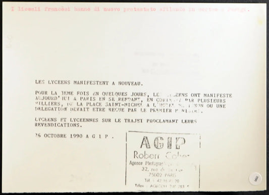 Parigi Manifestazione liceali 1990 Ft 1191 - Stampa 21x15 cm - Farabola Stampa ai sali d'argento