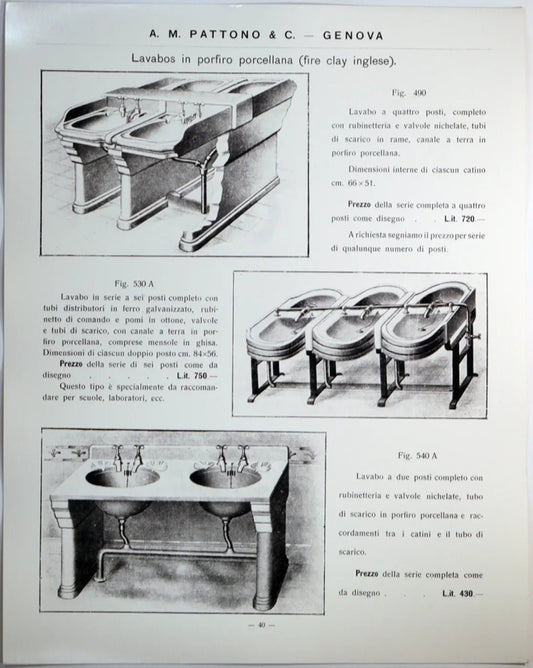 Pubblicità Lavabos in porfilo Ft 34799 - Stampa 30x24 cm - Farabola Stampa ai sali d'argento