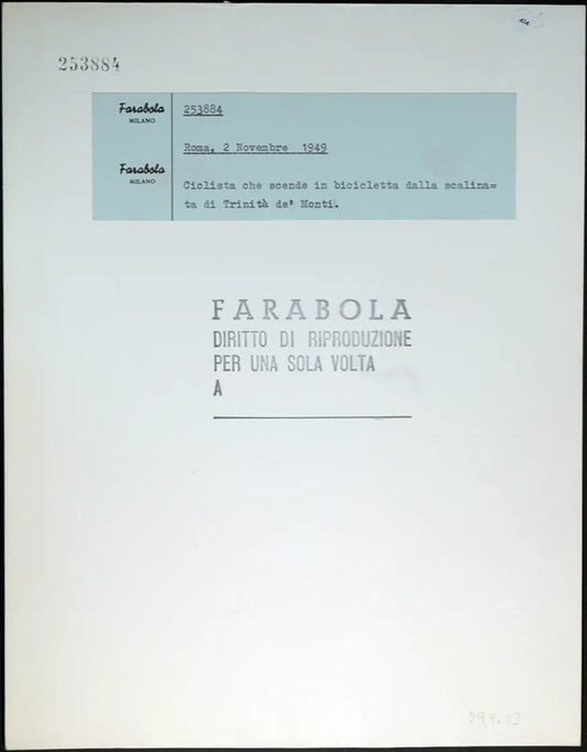 Roma Ciclista a Trinità dei Monti 1949 Ft 414 - Stampa 30x23 cm - Farabola Stampa ai sali d'argento