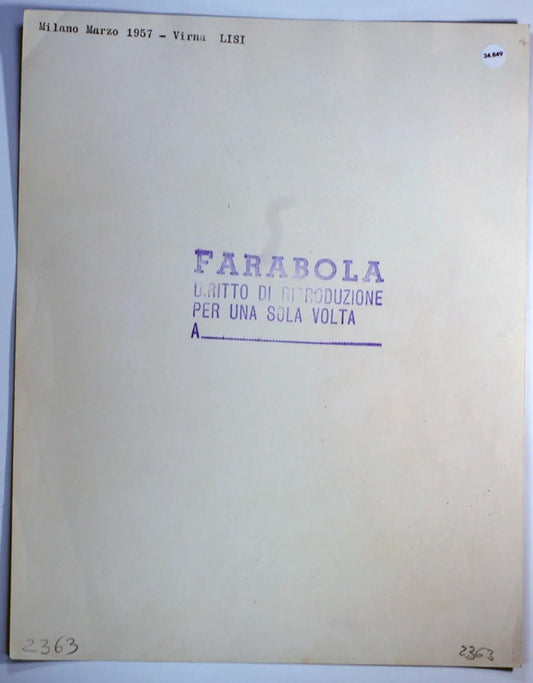 Virna Lisi 1957 Ft 34849 - Stampa 21x27 cm - Farabola Stampa ai sali d'argento