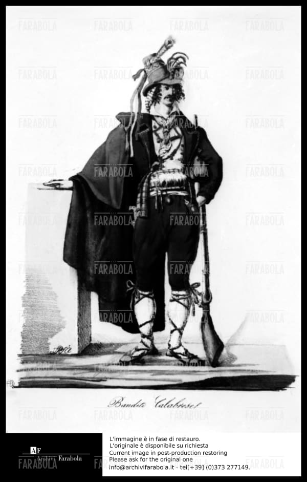 Nella foto: stampa del XIX secolo raffigurante un brigante calabrese@ArchiviFarabola [11015 D.C.]