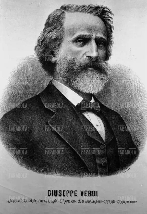 Litografia di L. Ronchi con Giuseppe Verdi, XIX secolo
