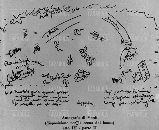 Scritto autografo di Giuseppe Verdi per la disposizione di una scena, XIX secolo
