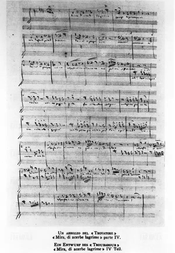 Bozza autografa de Il trovatore di Giuseppe Verdi, XIX secolo